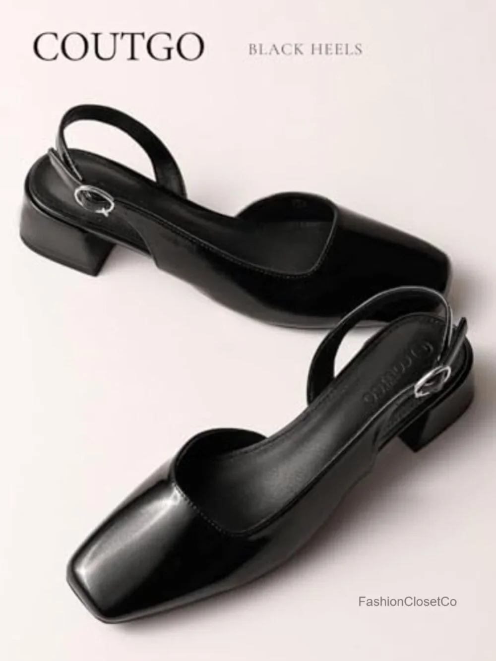 Women's Chunky Low Heel Slingback Pumps Square Toe D'Orsay Work Office Dress